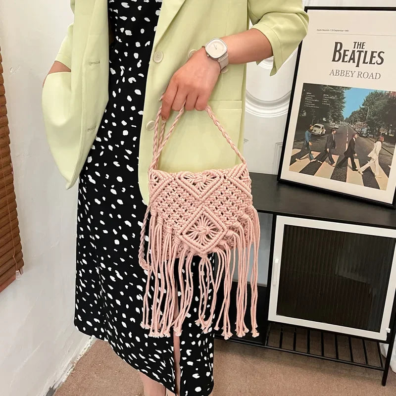 Women Crochet Tassel Beach Bag