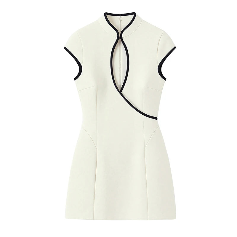 White Cheongsam Inspired Mini Dress