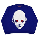 Weirdcore Alien Print Knitted Sweater