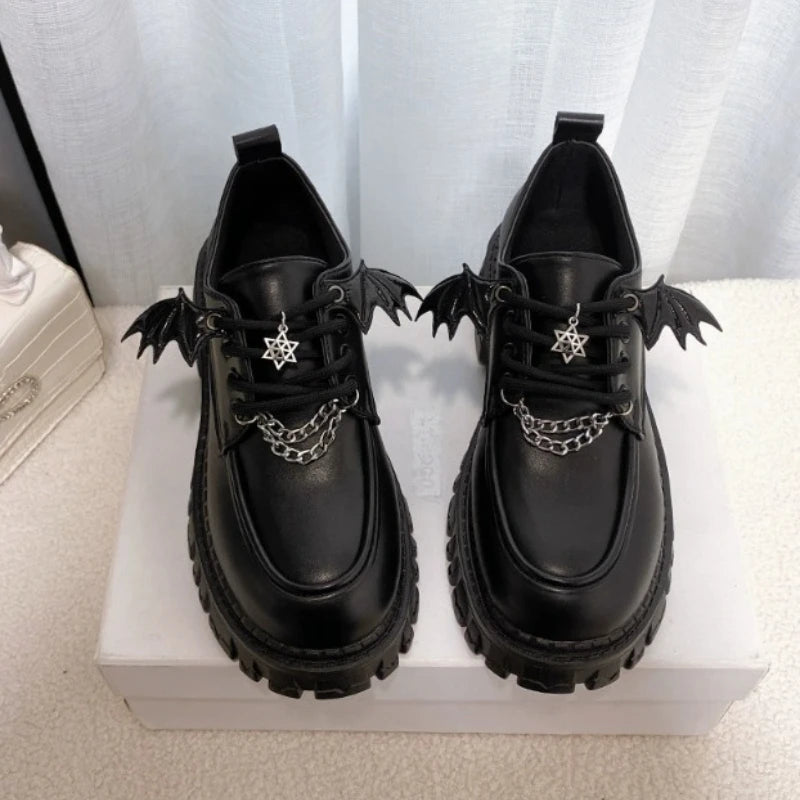 Grunge Bat Wings Platform Oxford Shoes