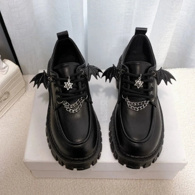 Grunge Bat Wings Platform Oxford Shoes