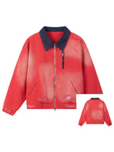 Turn-down Collar Washed Ripped Denim Jacket