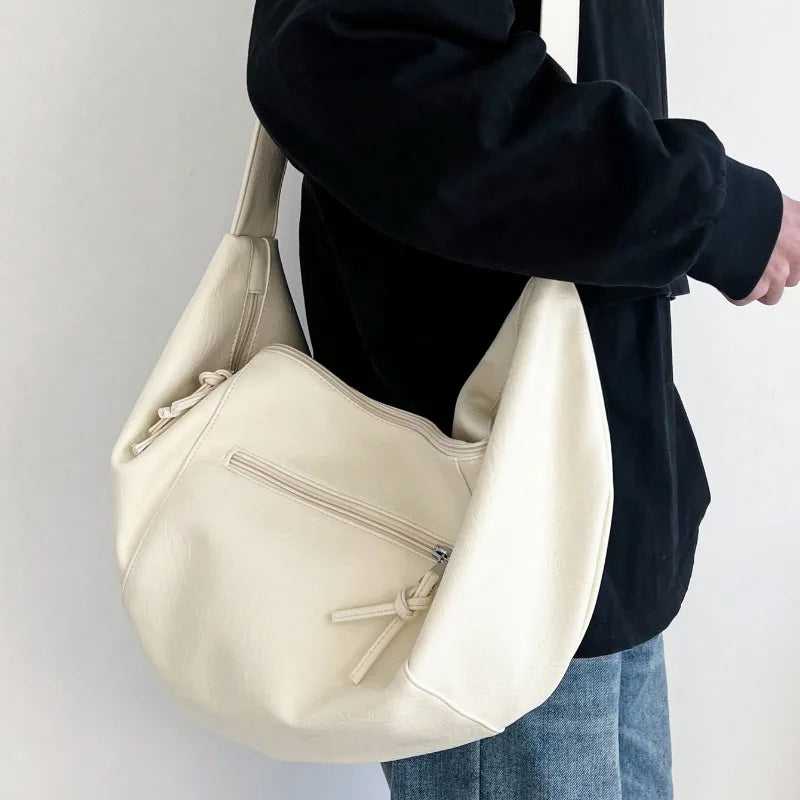 Y2K Dumpling Shaped PU Leather Crossbody Bag