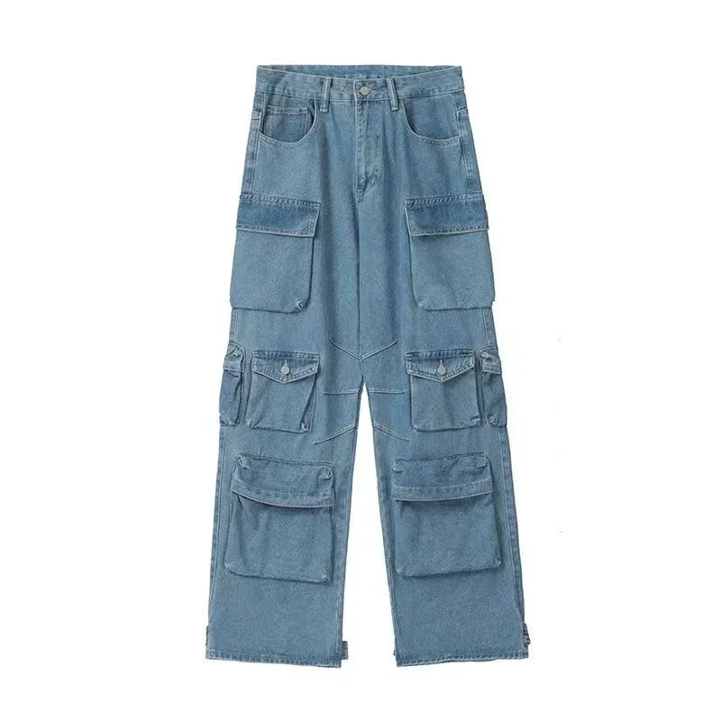 Y2K Belted Washed Cargo Jeans