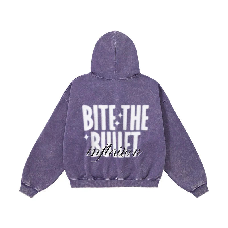Sudadera con capucha estampada con letras PEACE