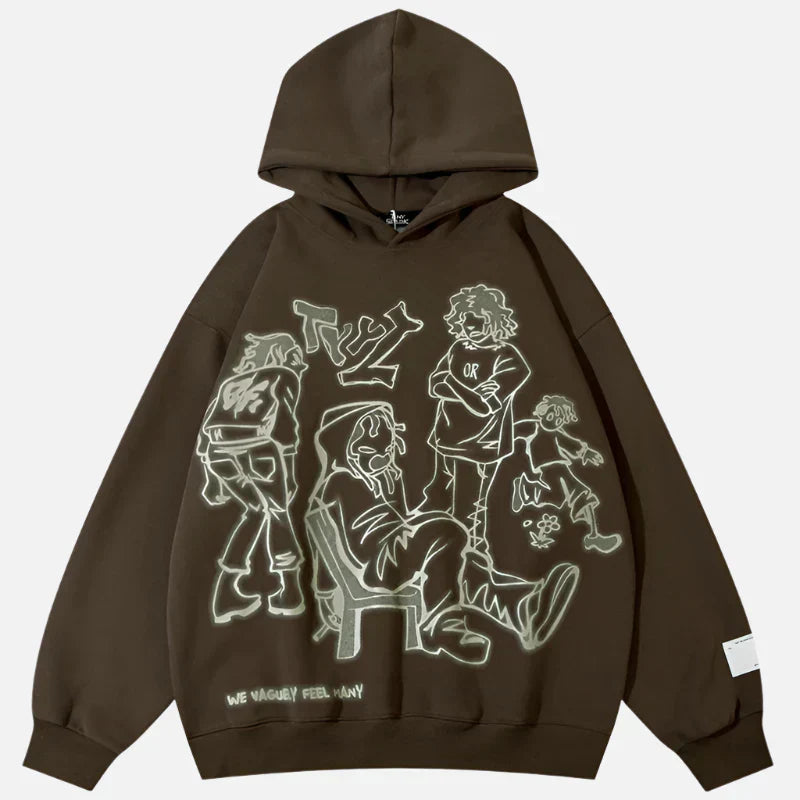Youth Life Cartoon Print Hoodie