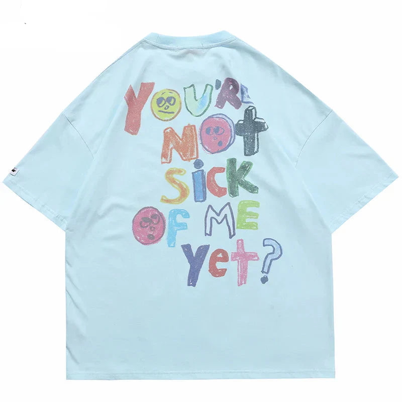 Rainbow Heart Angels Print Oversize T-Shirt