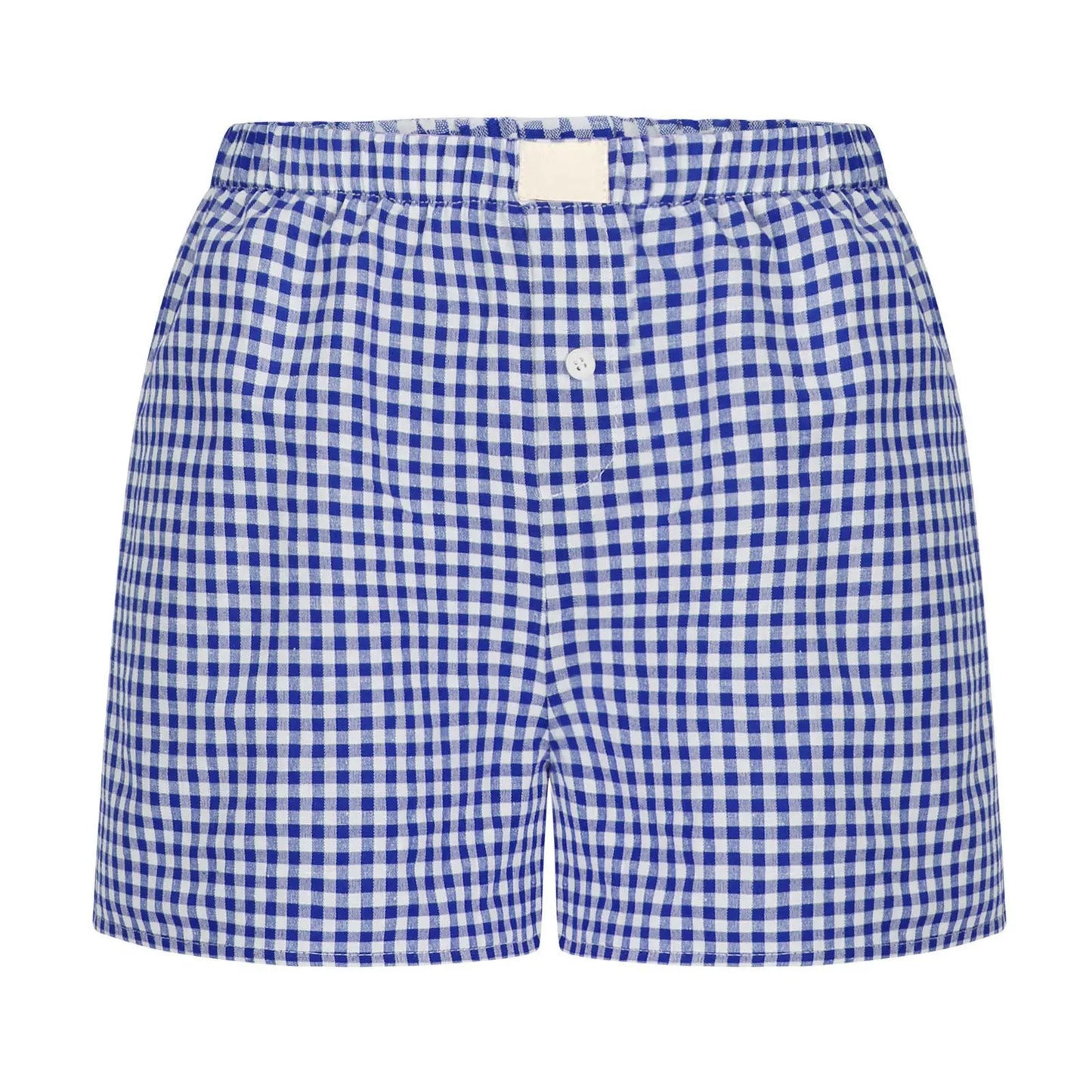 Elastic Waistband Gingham Boxer Shorts T-Shirt