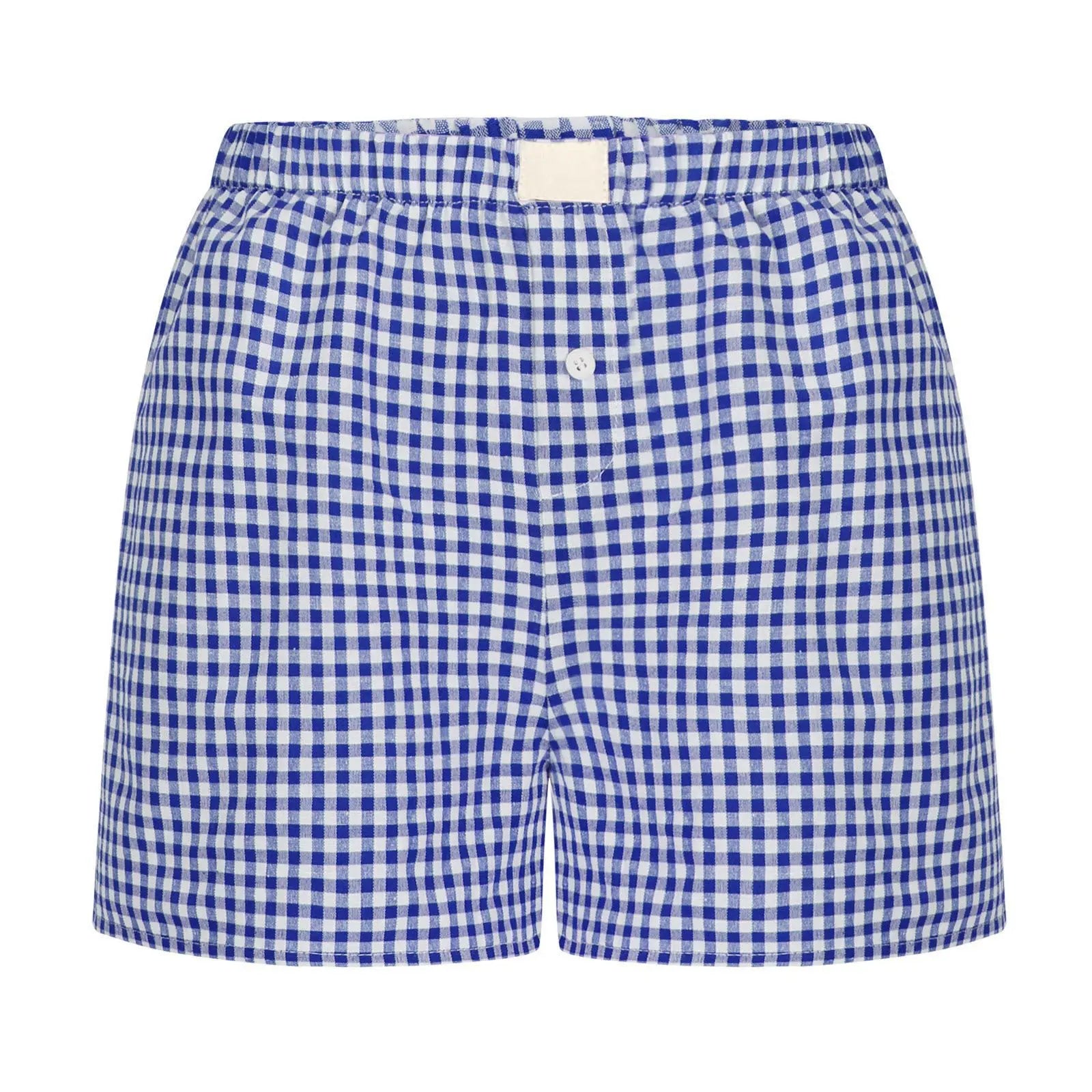 Elastic Waistband Gingham Boxer Shorts T-Shirt