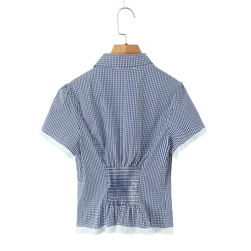Sweet Girl Plaid Shirt Blouse