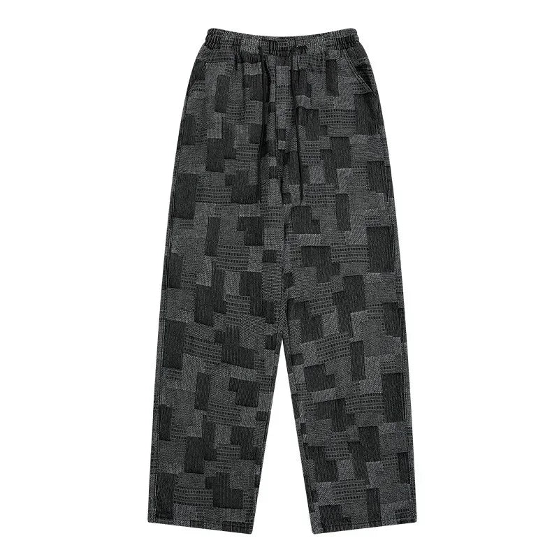 Patchwork-Hose mit weitem, geradem Bein