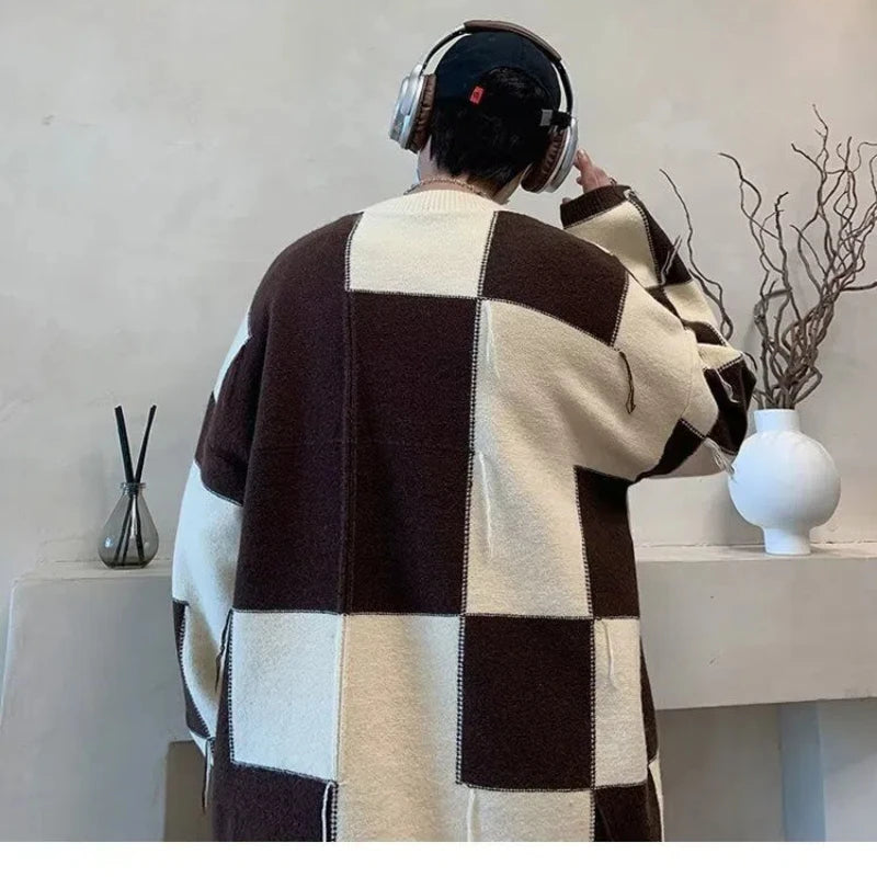 Checkered Patchwork Sweater