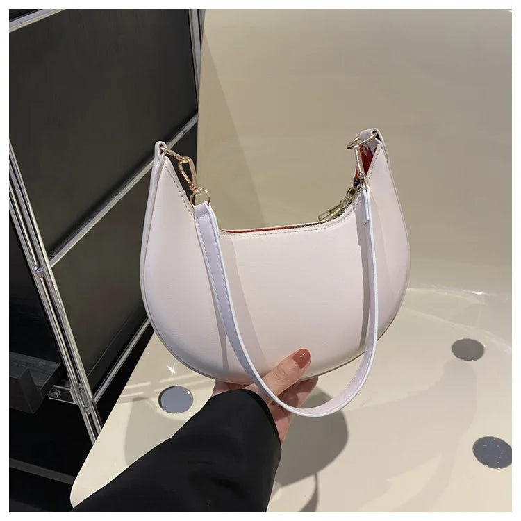 Crescent Moon Chic Leather Handbag