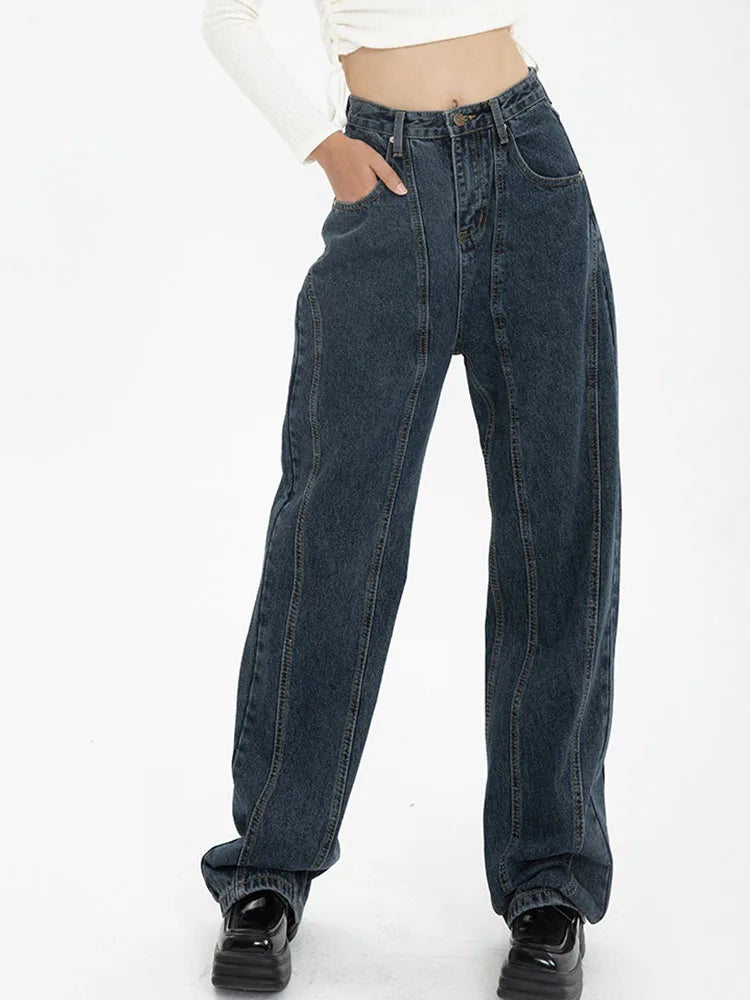 High-Waist-Jeans Dunkelblau