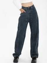 High-Waist-Jeans Dunkelblau