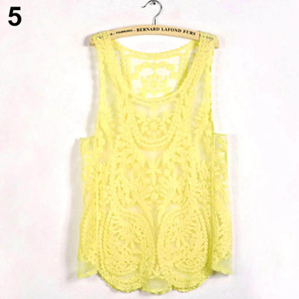 Handmade Vintage Women's Sleeveless Lace Tank Top