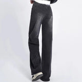 Retro Black Women's High Waist Wide Leg Jeans