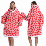 Strawberry Printed Oversized Blanket Hoodie