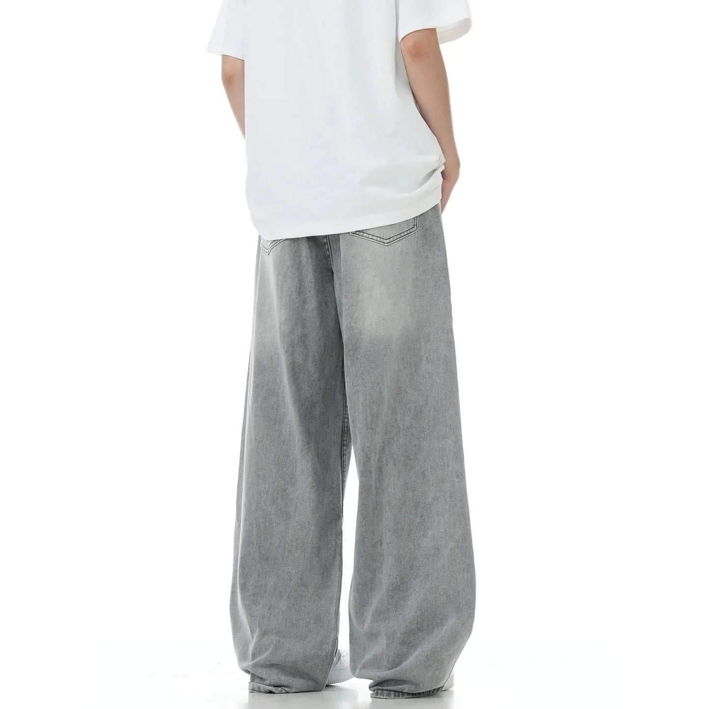 Washed Denim Wide Leg Jeans