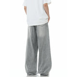 Washed Denim Wide Leg Jeans