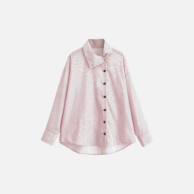 Women Pink Striped High Neck Shirt