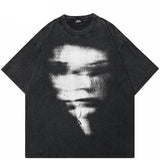 Retro Faces Washed Black T-Shirt