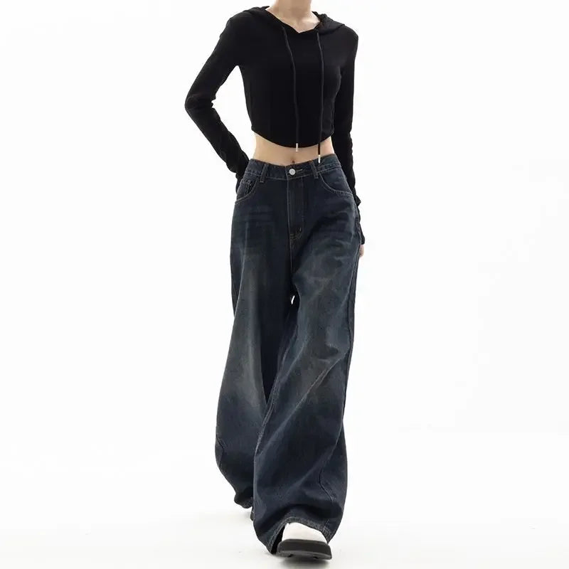 Pantalones anchos de mezclilla de mujer de talle alto