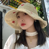 Red Love Crochet Handmade Straw Hat