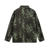 Leopard Green Denim Jacket