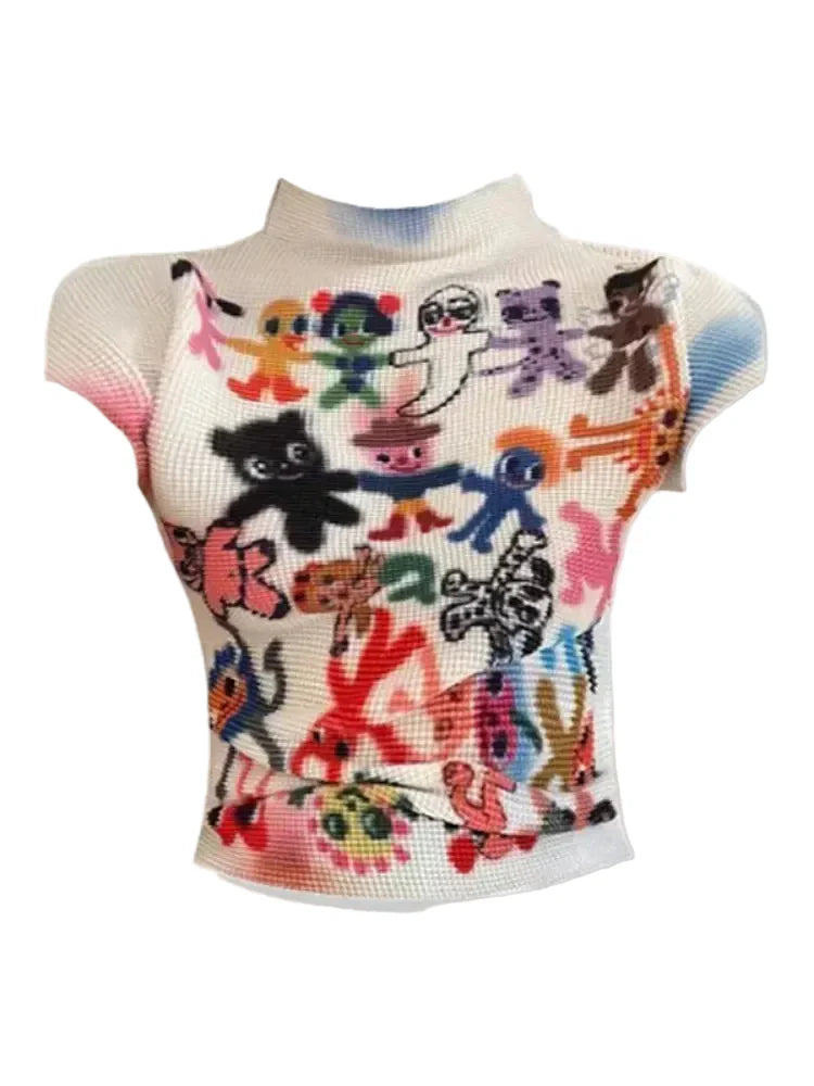 Punk Cartoon Figures Graphic Top