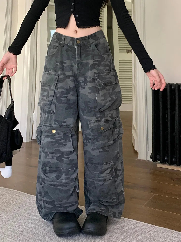 Low Rise Waist Camo Cargo Pants