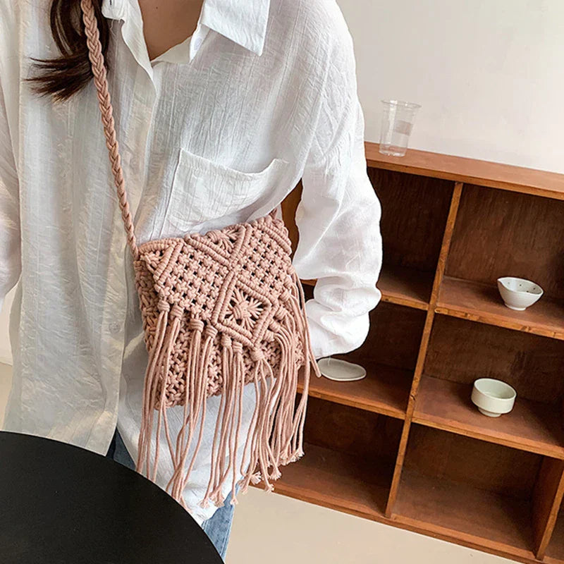 Women Crochet Tassel Beach Bag