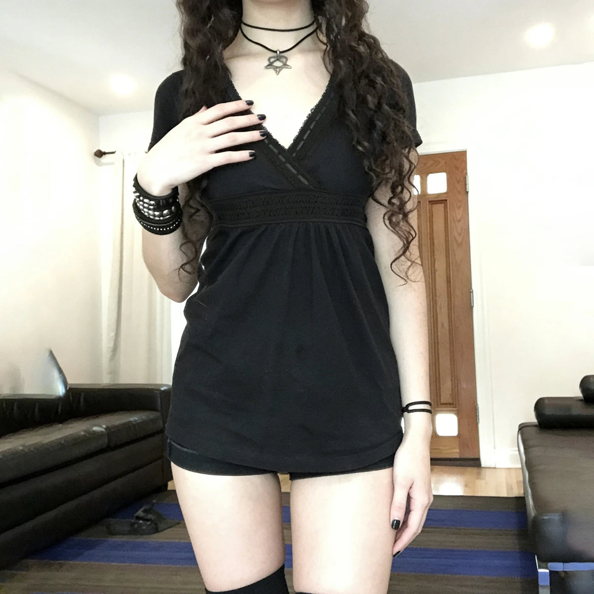 Y2K Gothic Black Mini Dress