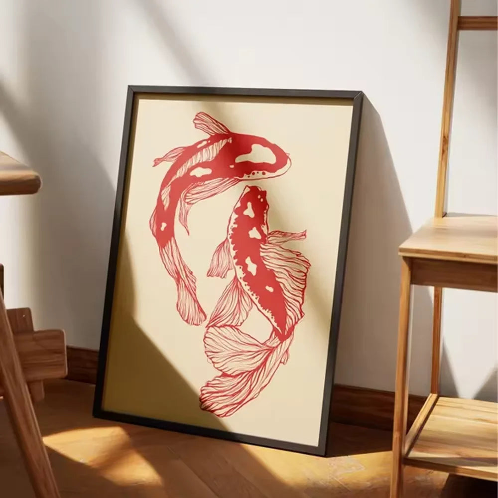 Vintage Red Koi Poster