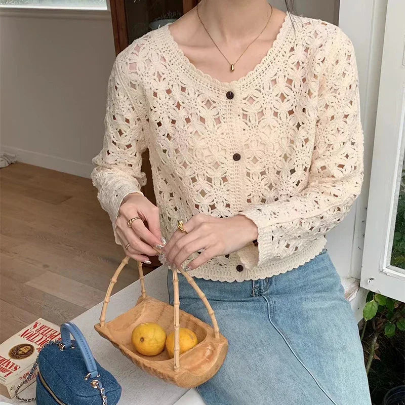 Crochet Openwork Hollow Out Cardigan
