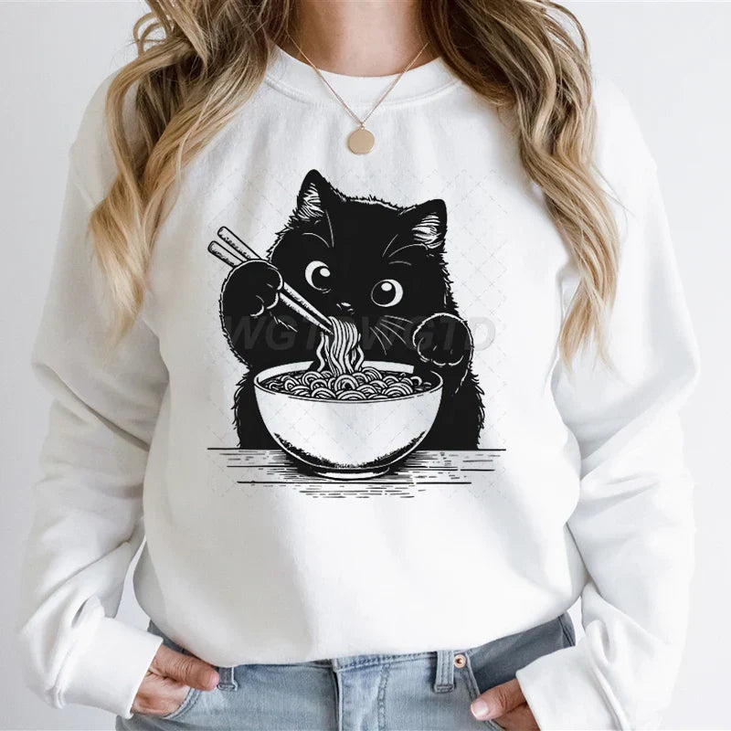 Noodles Cat Print Sweatshirt