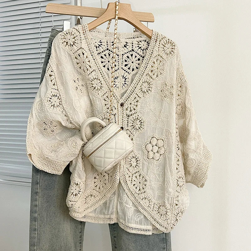 Handmade Romantic Floral Crochet Cardigan