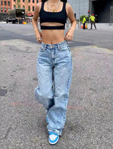 Y2K Straight Jeans aus Denim