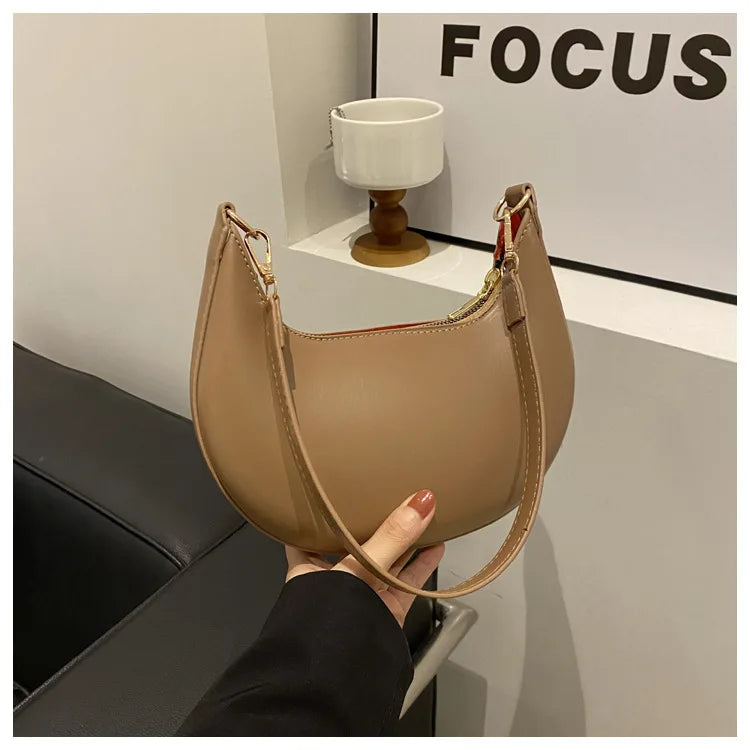 Crescent Moon Chic Leather Handbag