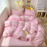 Korean Solid Color Heart Bedding Set