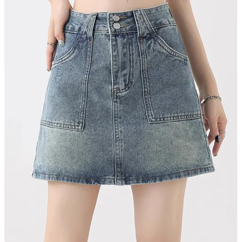Vintage High Waist Denim Skirt