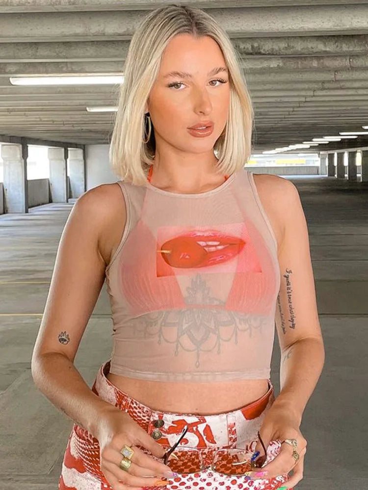 Y2k Sleeveless Sexy Cute Crop Top