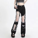 Ripped Holes Gothic High Waist Jeans