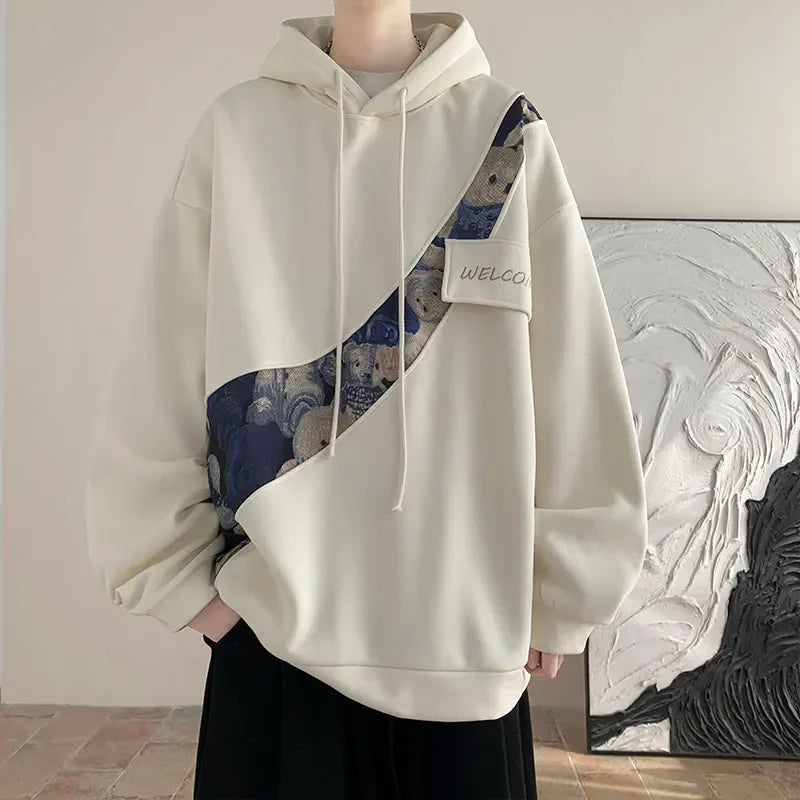 Embroidered Bear Pattern Oversized Hoodie