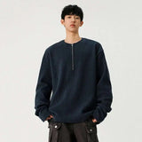 Casual Korean Half Zipper T-Shirt