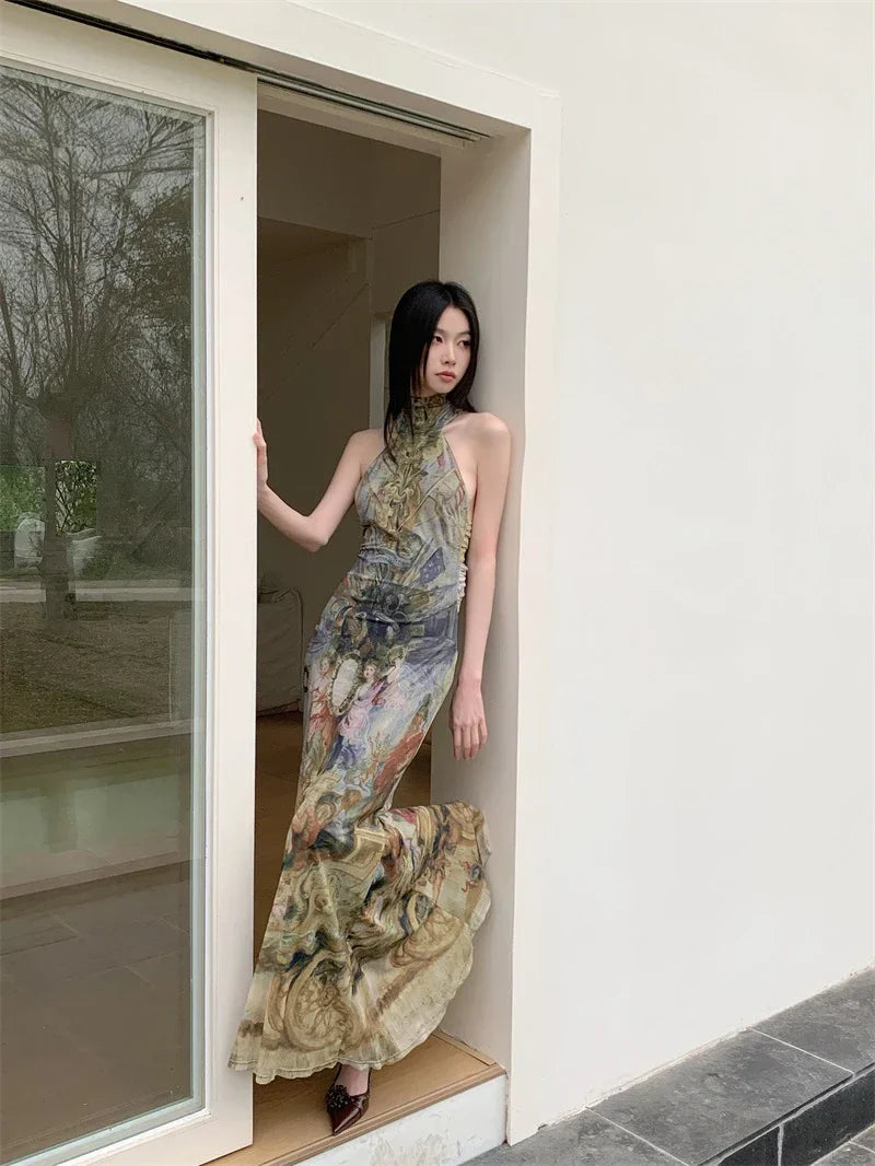 Renaissance Oil Painting Maxi Dress