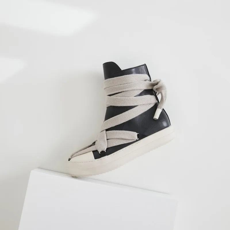 Casual Lace-up Thick Soled Trendy Motorcycle Boots