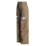 Baddie Leopard Embellished Cut Out Pants