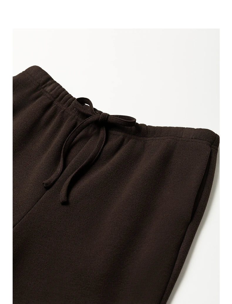 Elastic Waist Cashmere Straight Leg Pants