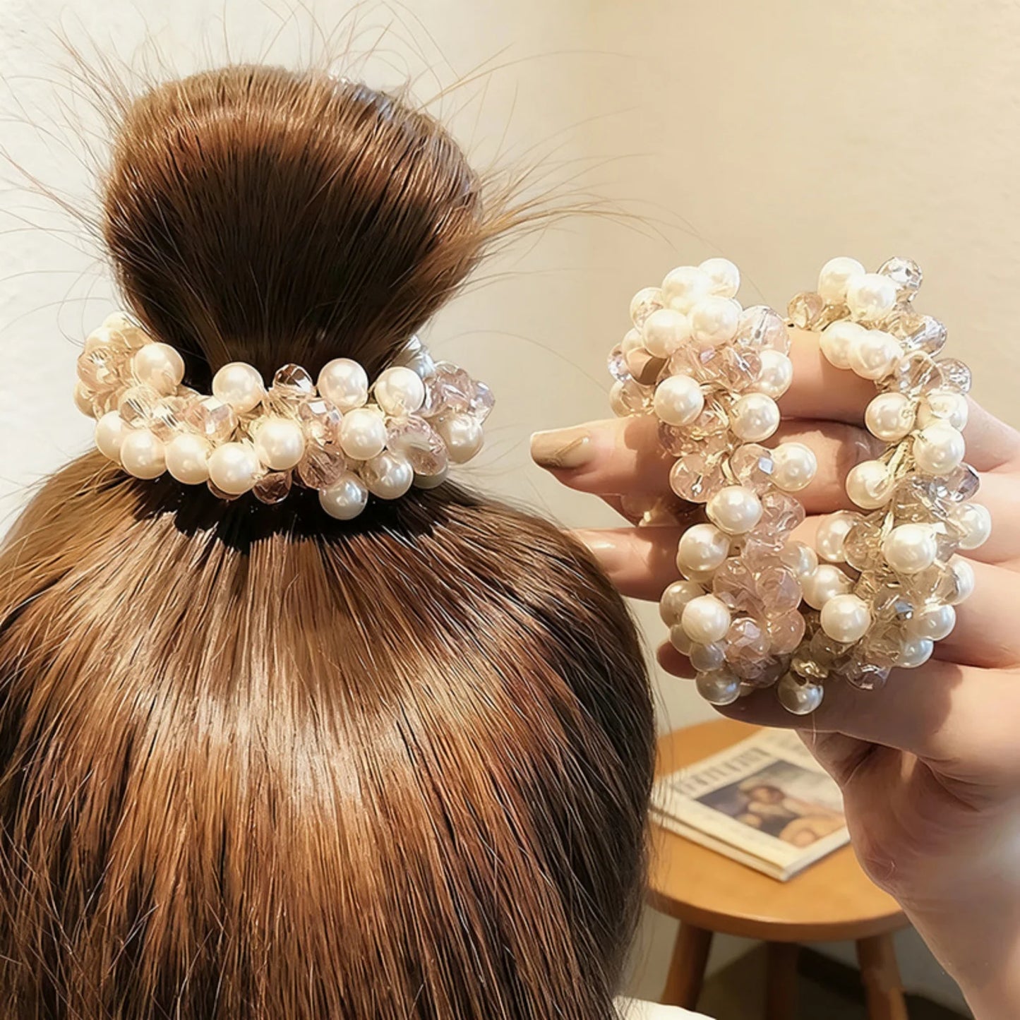 Faux Pearl Beaded Ponytail Holder